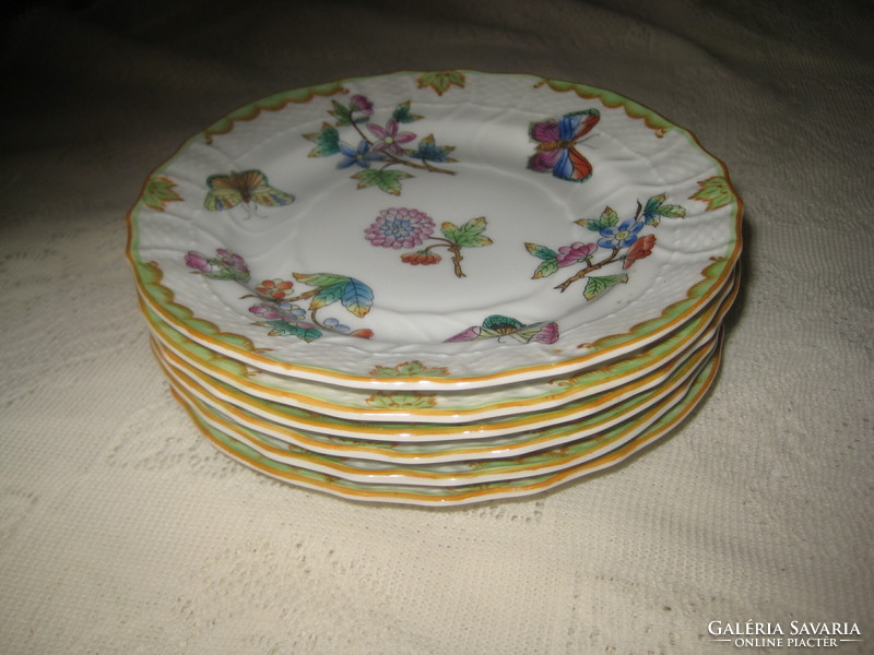 Ó-Herend Victoria pattern small plates 1943. 6 Pcs 15.2 cm