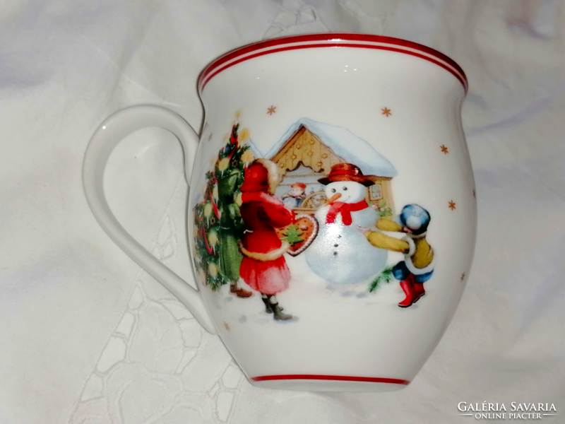 Villeroy&Boch nagyon szép, vintage mintás karácsonyi pocakos csésze, fél liter