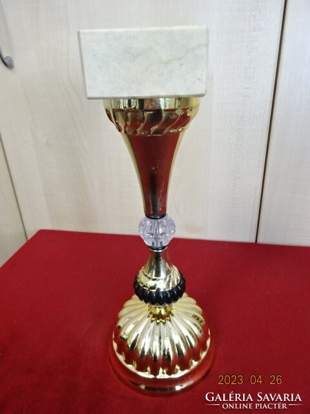 Gold-plated goblet, on a marble base, total height 31.5 cm. Jokai.