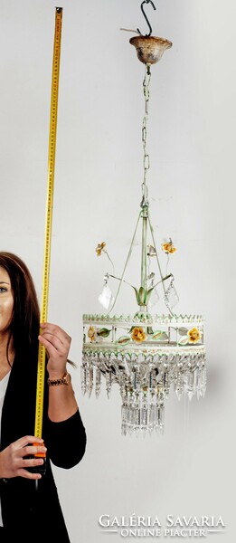 Crystal chandelier in the shape of a flower basket