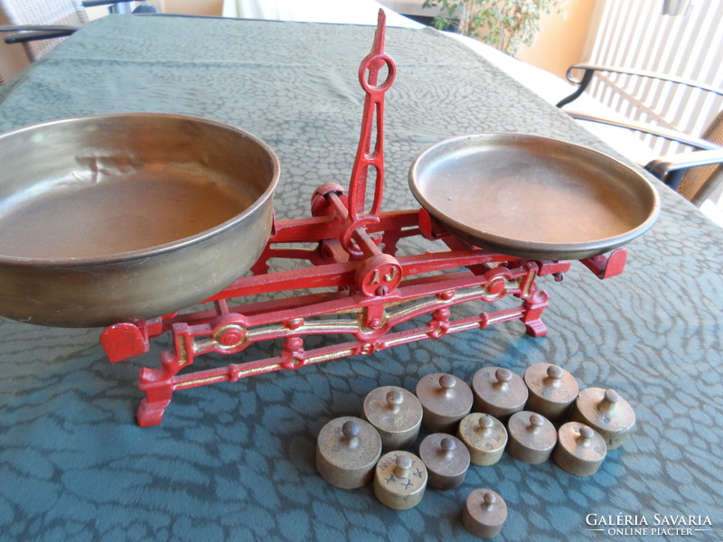 Antique scale with copper pan