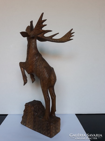 Deer statue - beautiful large size wood carving, 36 cm