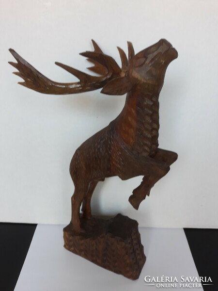 Deer statue - beautiful large size wood carving, 36 cm