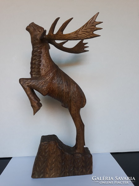 Deer statue - beautiful large size wood carving, 36 cm