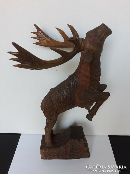 Deer statue - beautiful large size wood carving, 36 cm