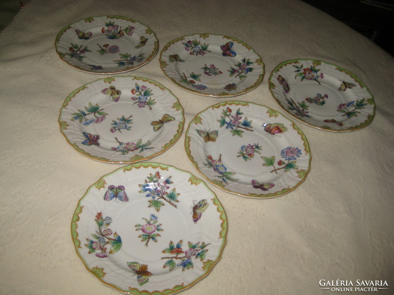 Ó-Herend Victoria pattern small plates 1943. 6 Pcs 15.2 cm