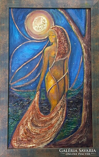 The bride of the moon. By the Prima prize-winning artist. Károlyfi zs (1952) 56x38 cm, enamel work