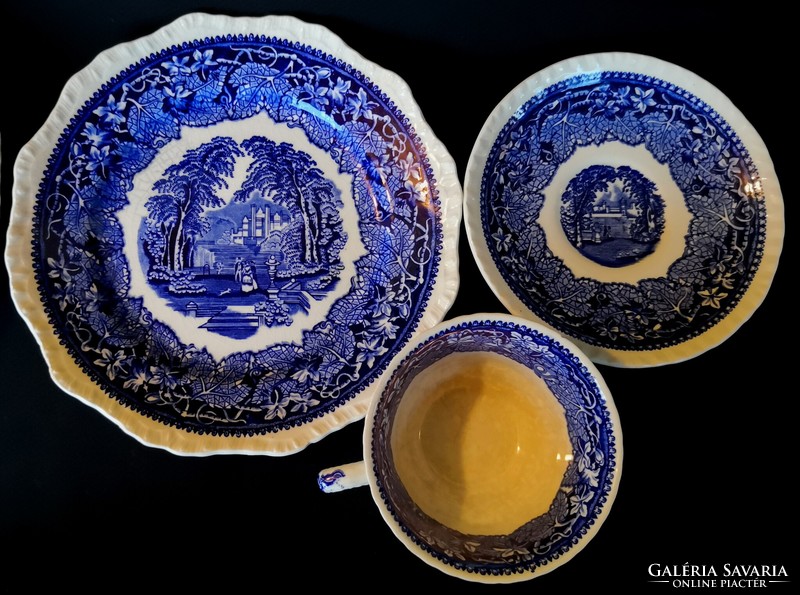 Dt/192. Mason's vista blue tea set with dessert plate (trio)