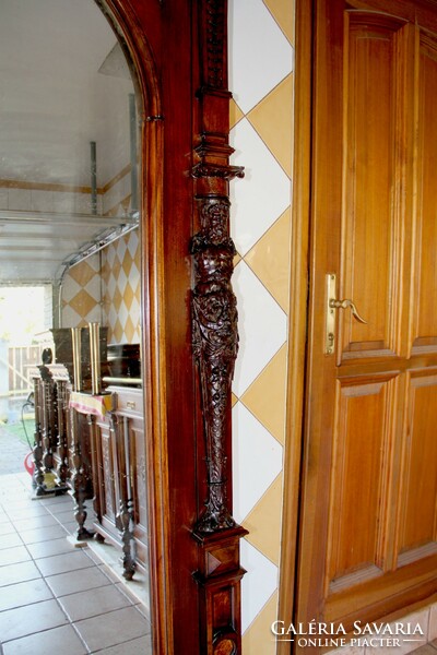 Pewter carved mirror with console table 255 cm