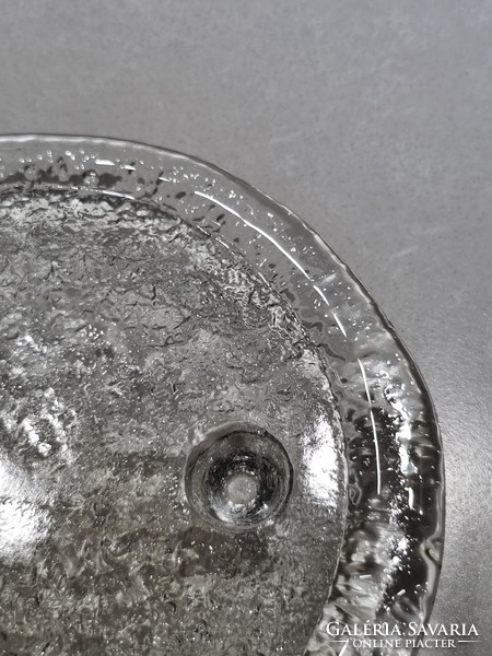 Skandináv jégüveg gyertyatartó kis lábakon-15 cm