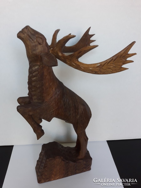 Deer statue - beautiful large size wood carving, 36 cm