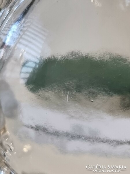 Vinatge nagyméretű lábakon álló jégüveg gyertyatartó,asztaldísz -skandináv stílusú üvegmunka