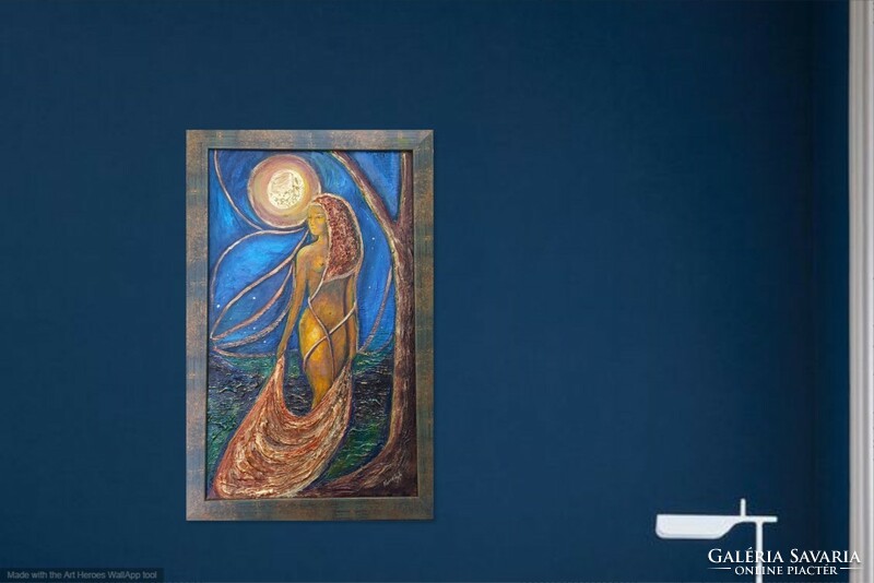 A Hold menyasszonya.Akt.Prima díjas művésztől.Károlyfi Zs(1952)56x38 cm, zománcozott alkotás