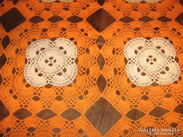 Beautiful special elegant hand crocheted antique vintage tablecloth