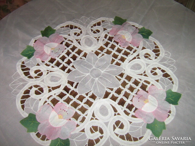 Beautiful vintage rose embroidered special tablecloth