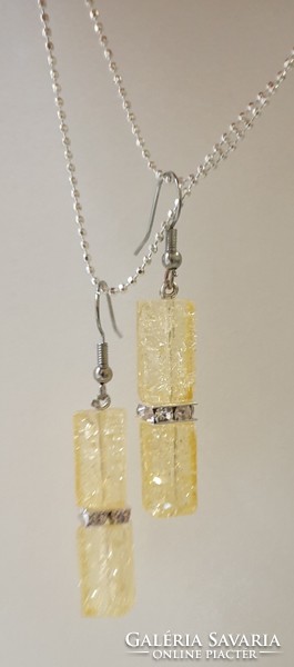 Cracked glass necklace and earrings set