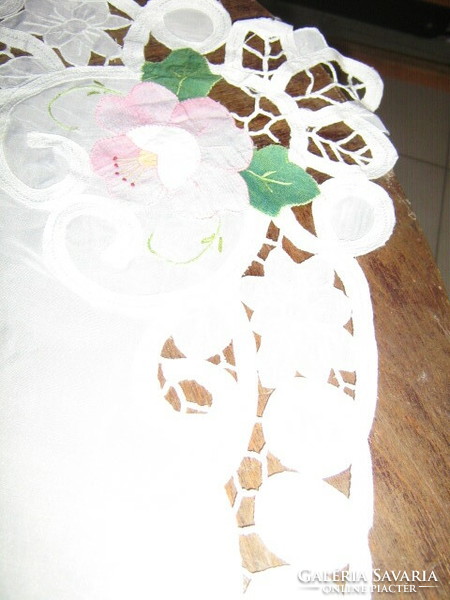 Beautiful vintage rose embroidered special tablecloth