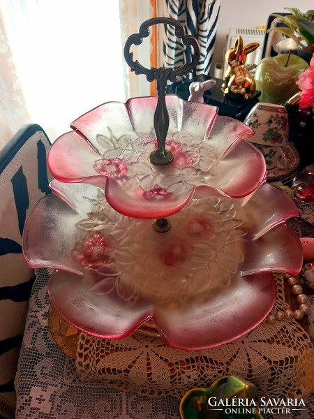 Beautiful biedermeier powder glass cake holder