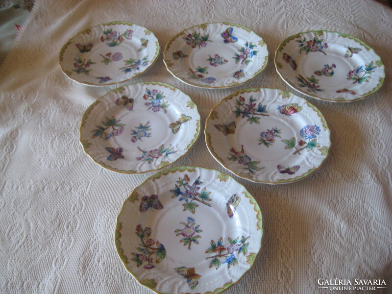 Ó-Herend Victoria pattern small plates 1943. 6 Pcs 15.2 cm