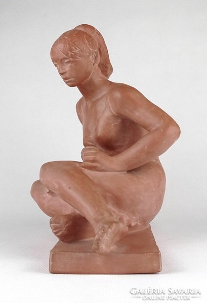 1M832 Jr. Black gauze terracotta seated woman statue 1978