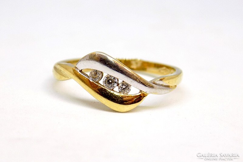 Sárga-fehér arany köves gyűrű (ZAL-Au106320)