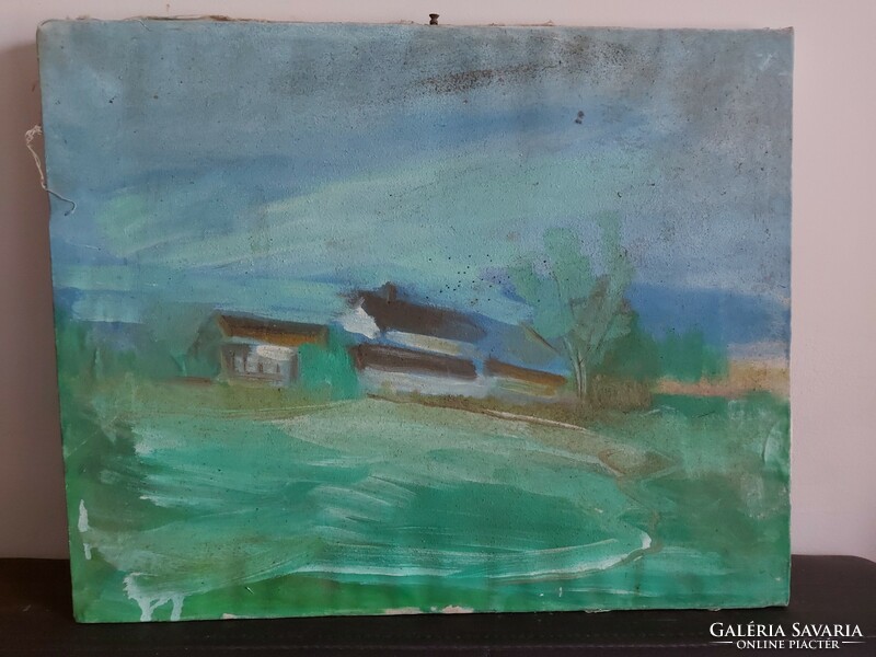 Unsigned painting - abstract depiction of a farm - 491