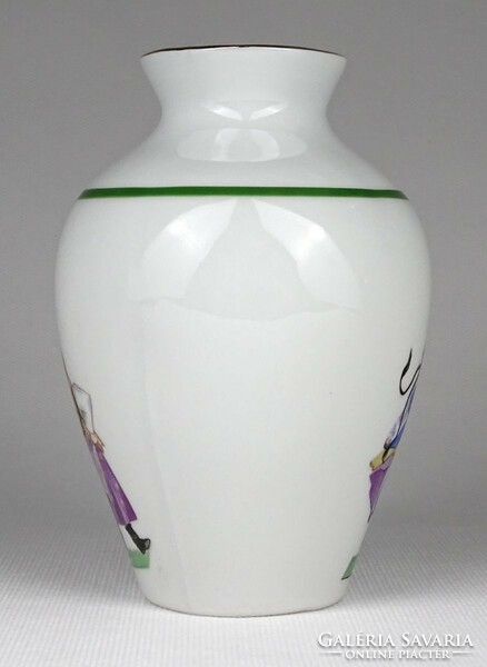 1M813 old folk motif Polish porcelain vase flower vase 13 cm