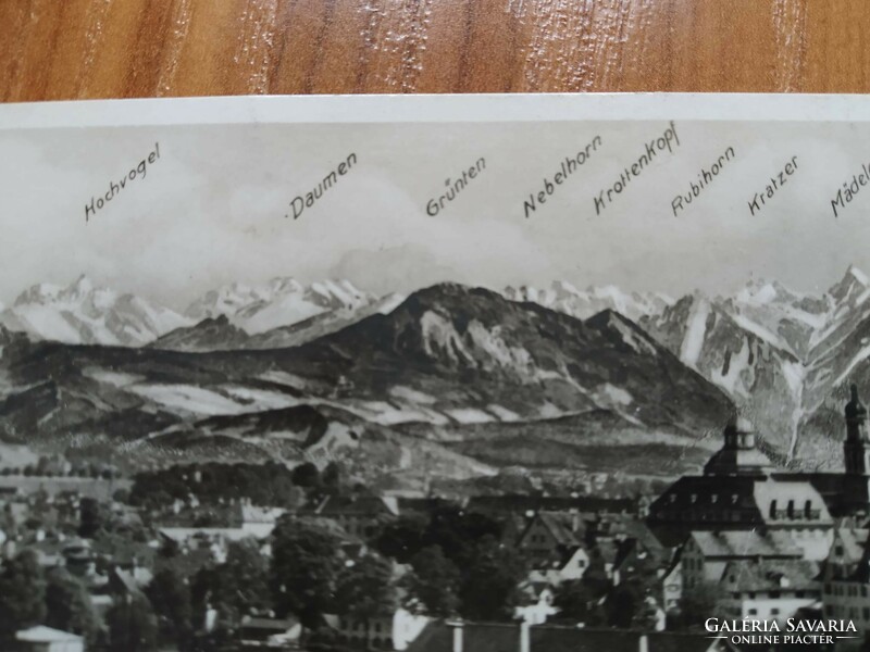Kempten, Allgau, the peaks of the Allgau Alps in the background, from 1935, photo postcard