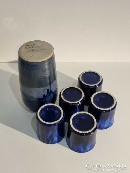 11 scheurich ceramic cups + 1 marked ceramic vase