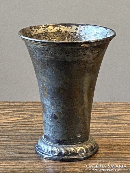 Antique decorative alpaca goblet cup glass 13.4 cm