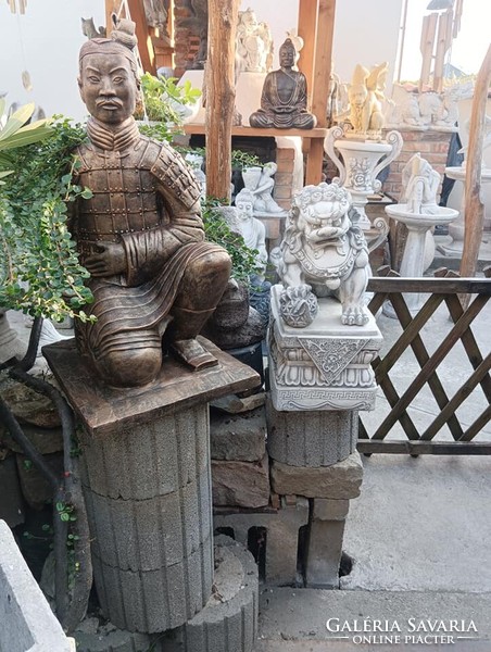 Rare Chinese Clay Soldier Large 72cm Bronze Plated Stone Statue Japanese Garden Outdoor Frost Resistant Artificial Stone