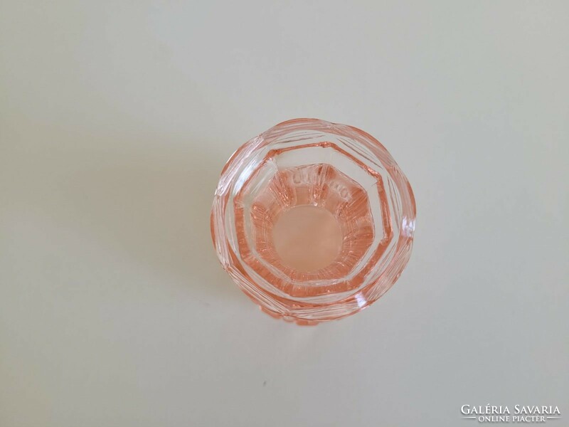 Régi üveg kis váza rózsaszín üvegváza 8 cm