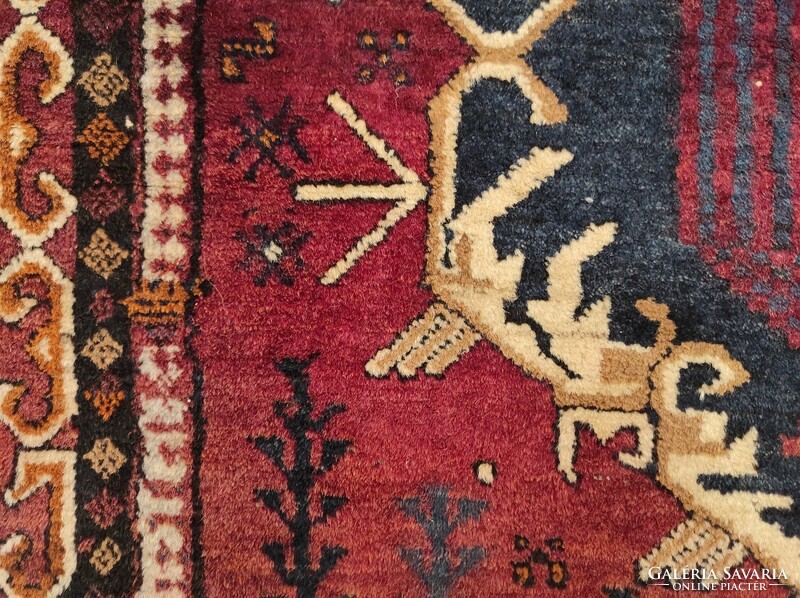 Antik perzsaszőnyeg 3 medálionos csomózott kézi csomózású perzsa szőnyeg 464 7385