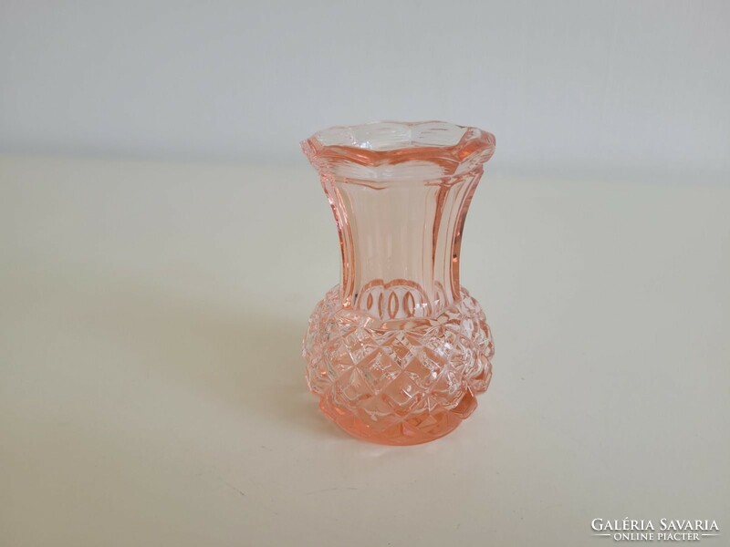 Old glass small vase pink glass vase 8 cm