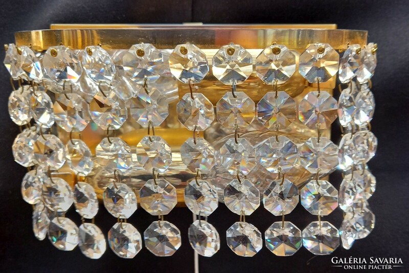 Pair of lead crystal basket wall lamps