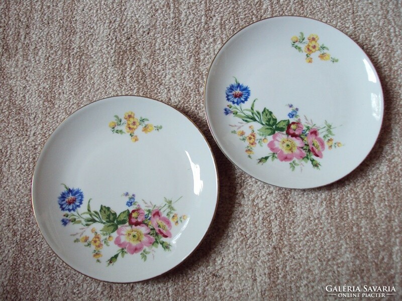 Retro régi porcelán süteményes kis tányér virág mintás 2 db GDR Kelet-német