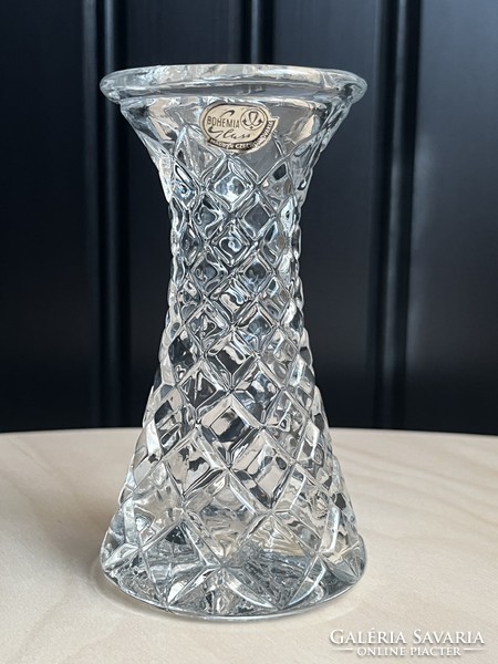 Bohemia Glass jelzésű kis váza, 13cm