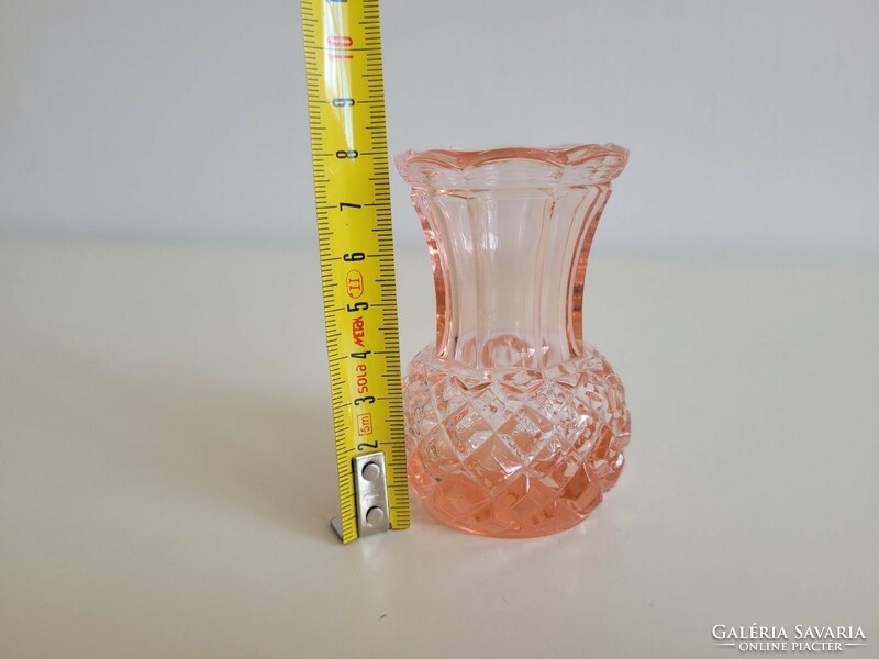 Old glass small vase pink glass vase 8 cm