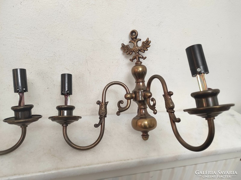 Antique copper wall arm, 2 two-arm Flemish + 4 new decorative candles and 4 new candle bulbs 418 7363