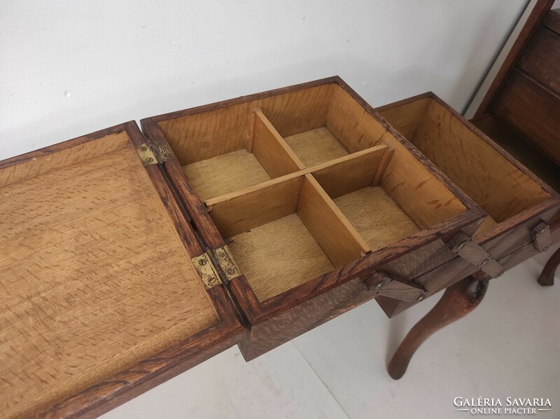 Antique sewing box openable hardwood sewing box art deco bauhaus small furniture handicraft 414 7375