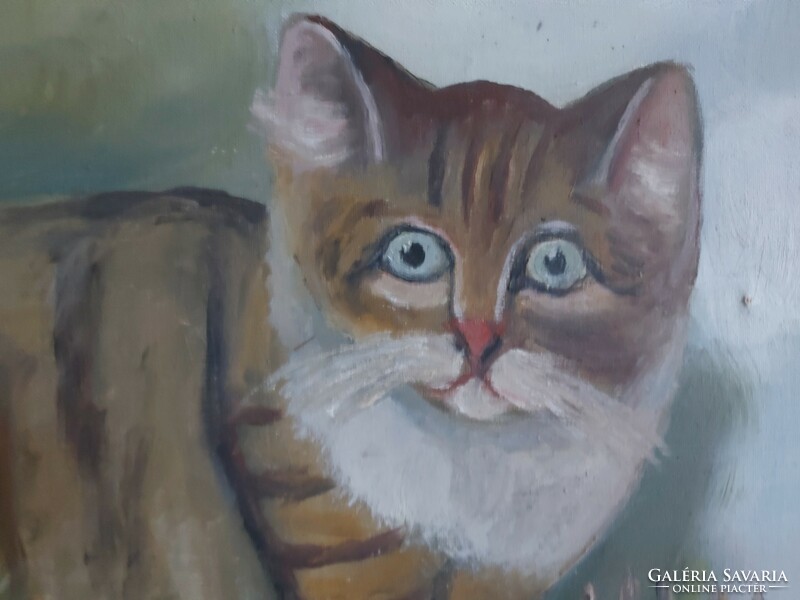 Unsigned painting - cat - 490
