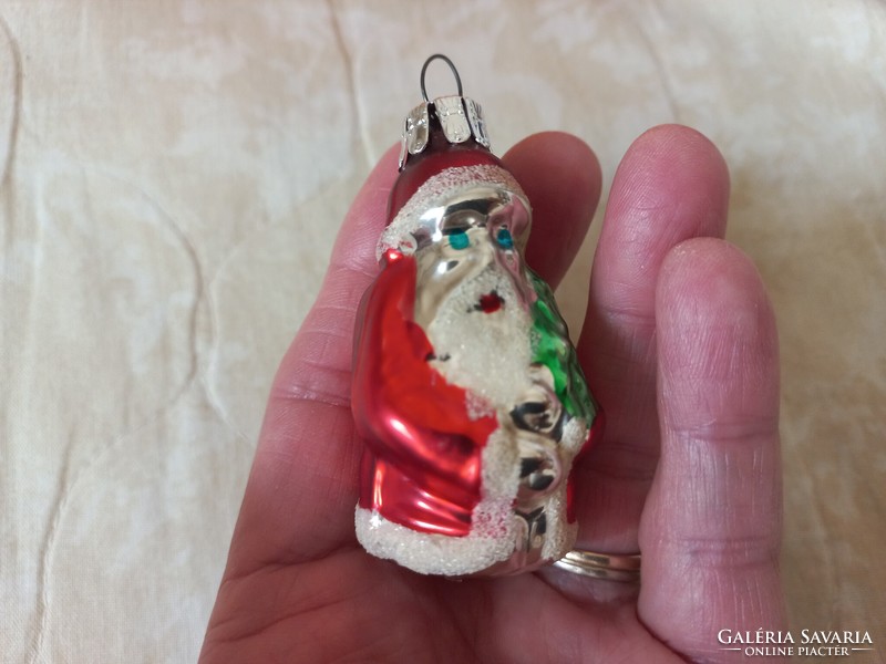 Miniatűr Mikulás figura üveg karácsonyfadísz