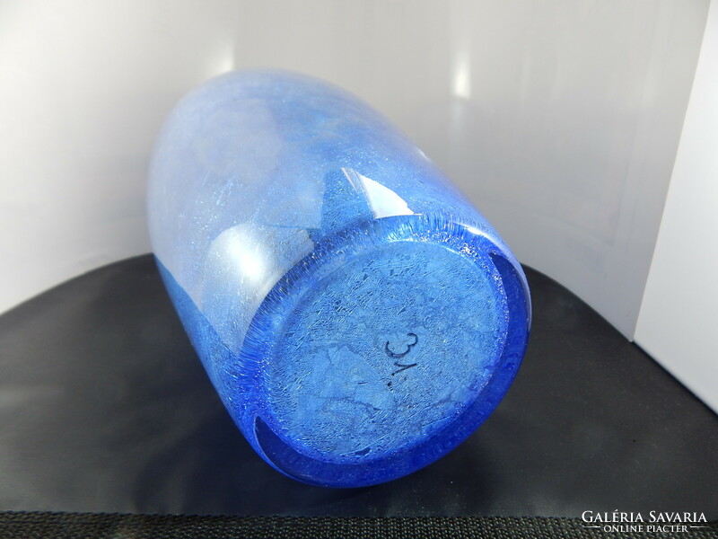 Beautiful, faultless, cobalt blue Carcagi - Berekfürdő veil glass vase. Large size 30 cm.