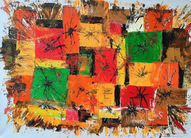 Zsm abstract painting, 50cm/70 cm canvas, oil, painter's knife - oriental rug