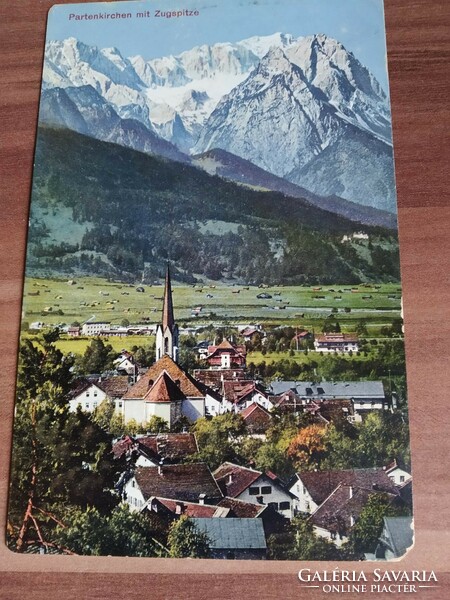 Antik német képeslap, Partenkirchen, postatiszta