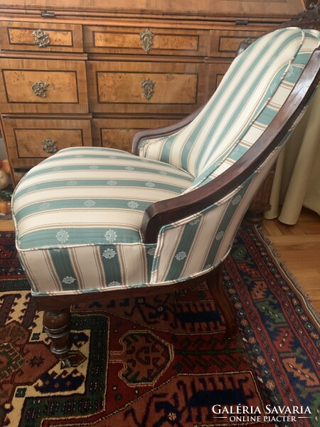 Striped 125-year-old restored Viennese armchair