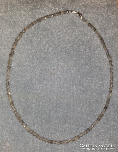 Színjátszós, mesésen csillogó labradorit drágaköves sterling ezüst nyaklánc 925/ - új