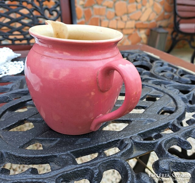 Beautiful pink faience punch-glazed made in Hungary pouring jug Zsolnay rare collector's item