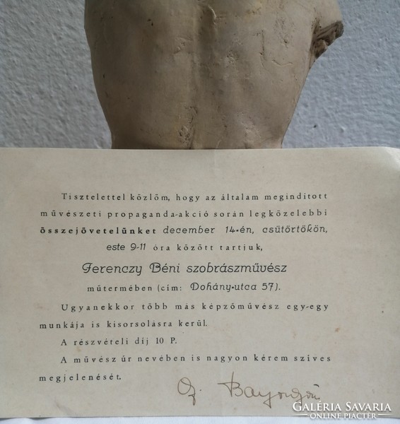 Ferenczy Béni Kossuth díjas szobrász alkotása (Ma: 22 cm)