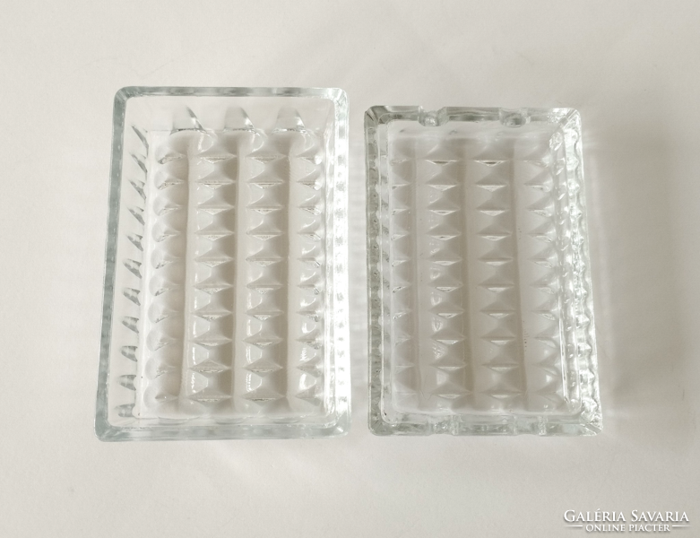 Thick patterned glass desktop cigarette box and ashtray